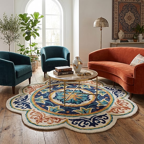 Daisy Cas Medallion Hand Tufted Indoor Round Area Rug