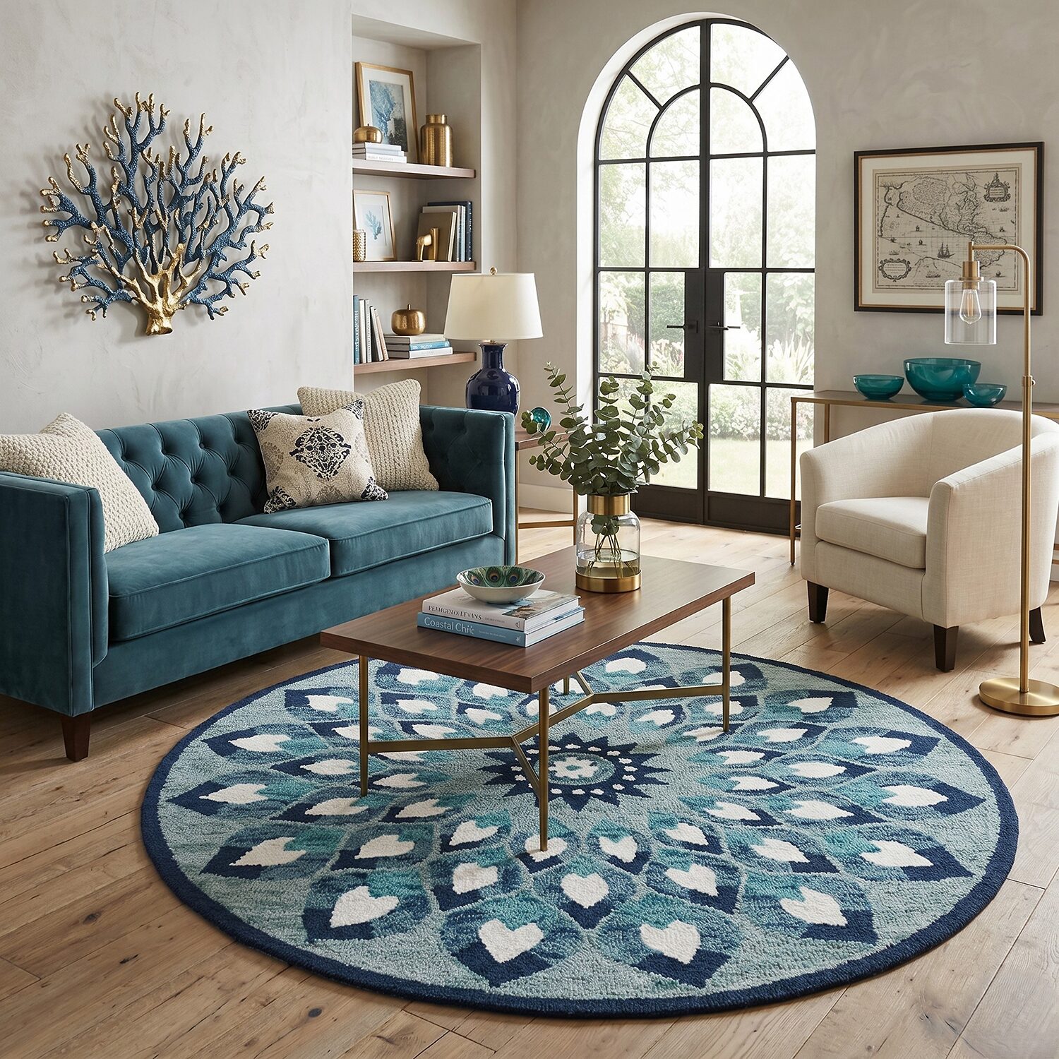 LR HOME Sindy Medallion Indoor Round Area Rug