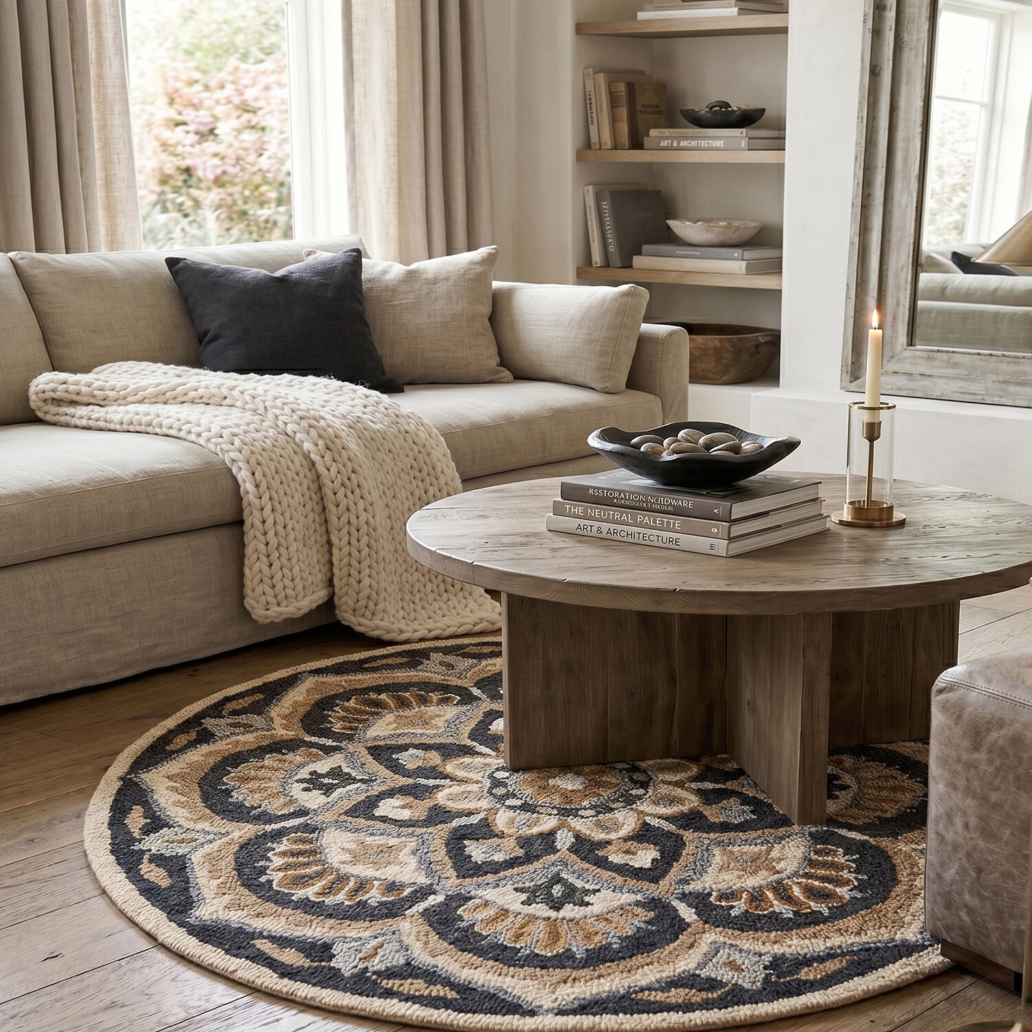 Daisy Bren Floral Hand Tufted Indoor Round Area Rug