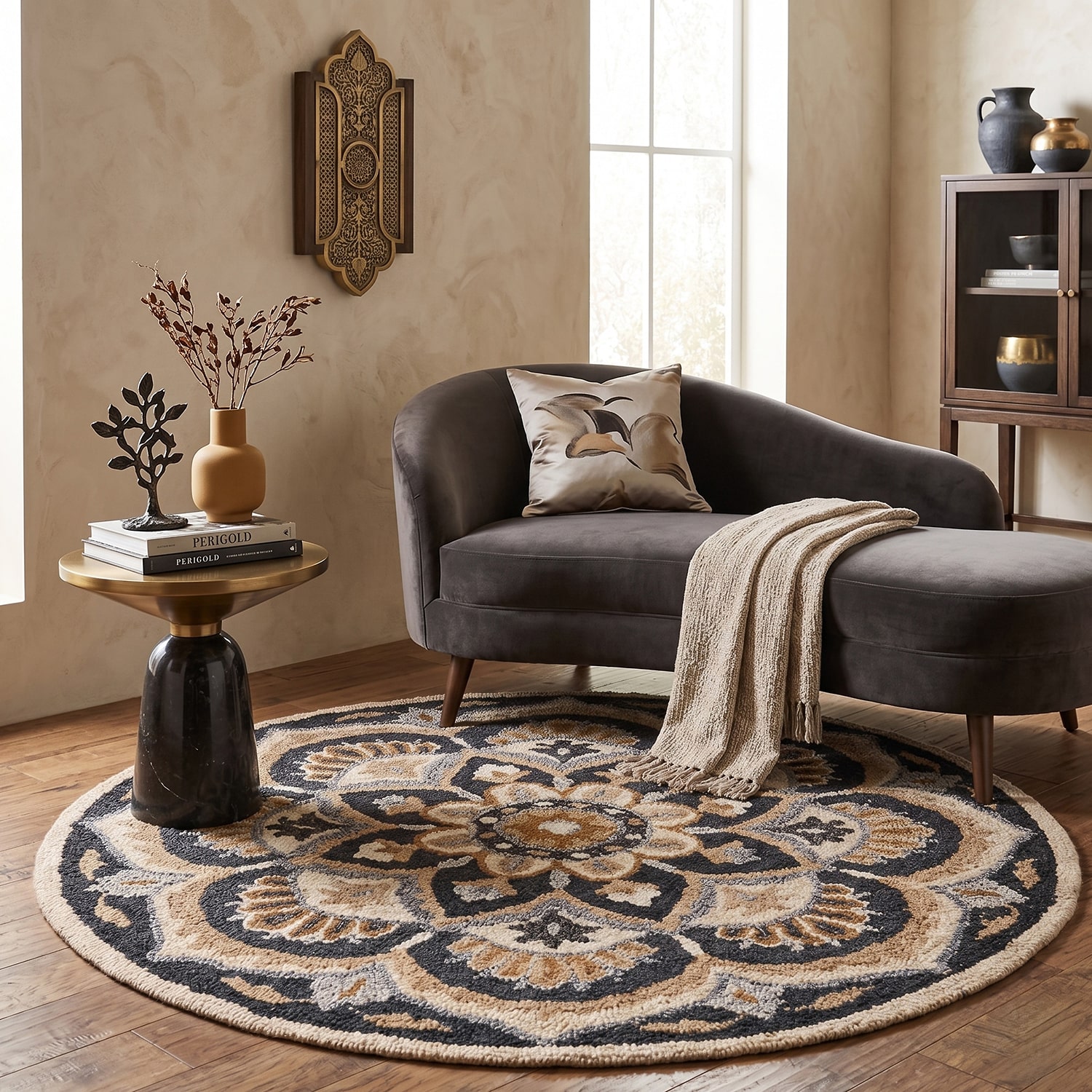 Daisy Bren Floral Hand Tufted Indoor Round Area Rug
