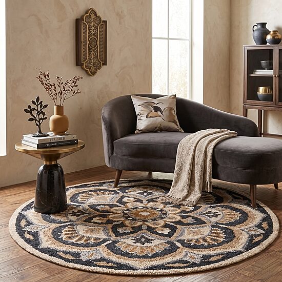 Daisy Bren Floral Hand Tufted Indoor Round Area Rug