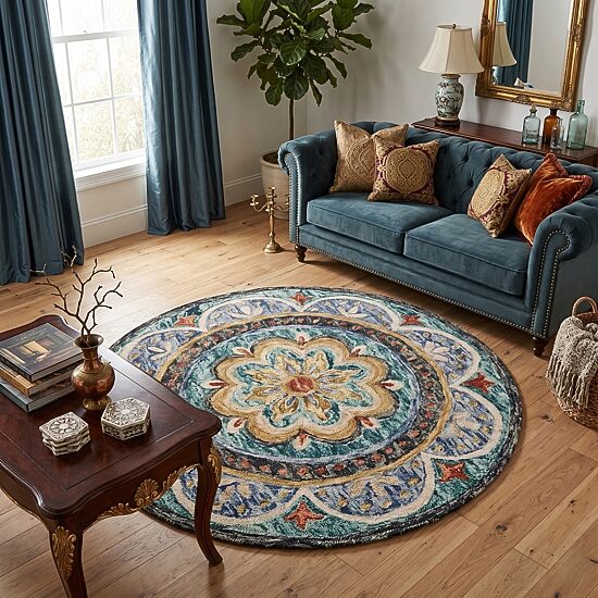 Daisy Ray Floral Hand Tufted Indoor Round Area Rug