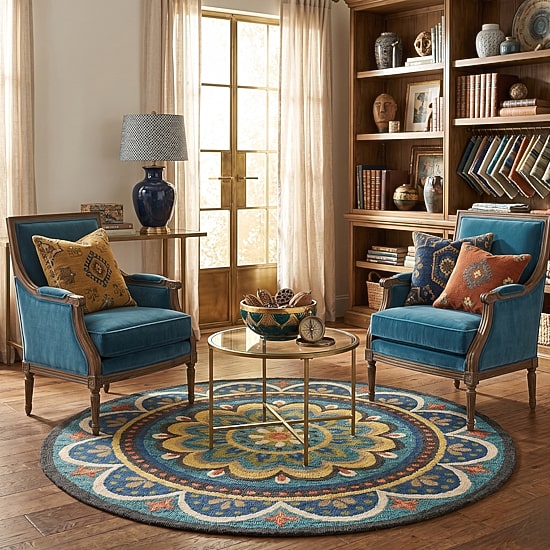 Daisy Ray Floral Hand Tufted Indoor Round Area Rug