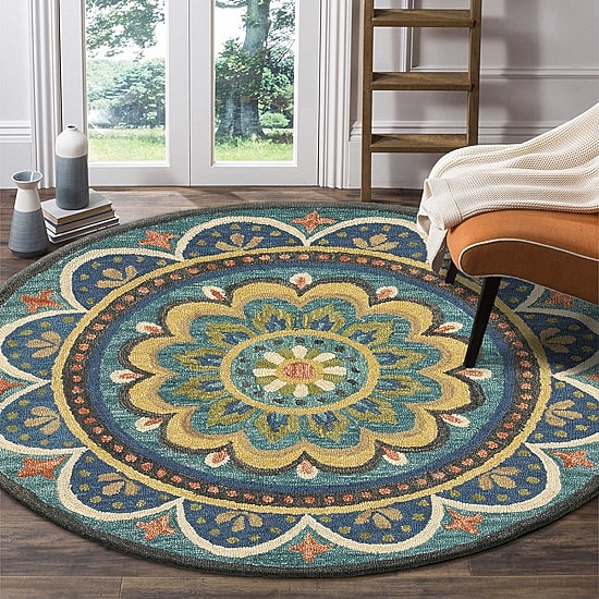 Daisy Ray Floral Hand Tufted Indoor Round Area Rug