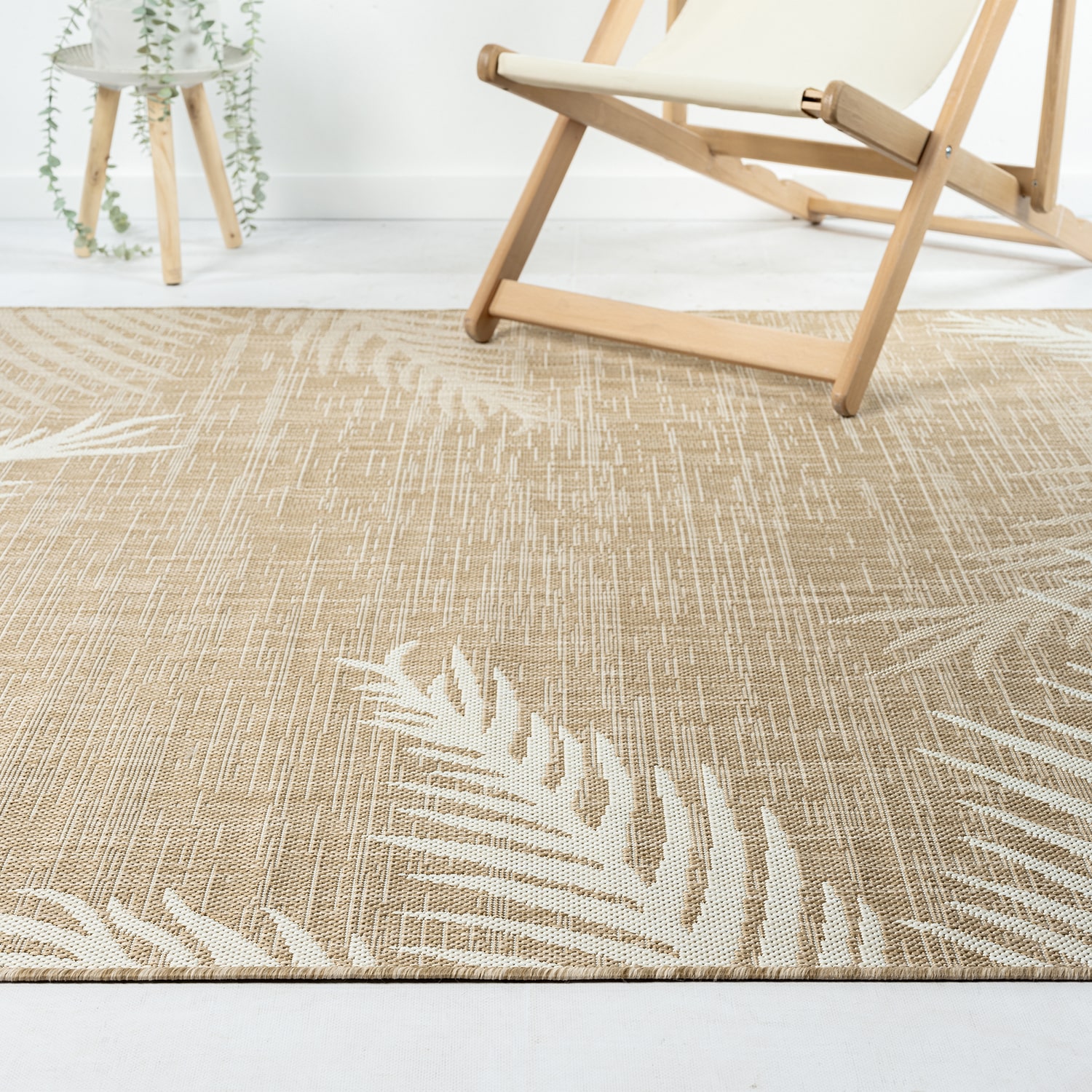 Celeste Coastal Palm Leaf Indoor Outdoor Rectangular Area Rug