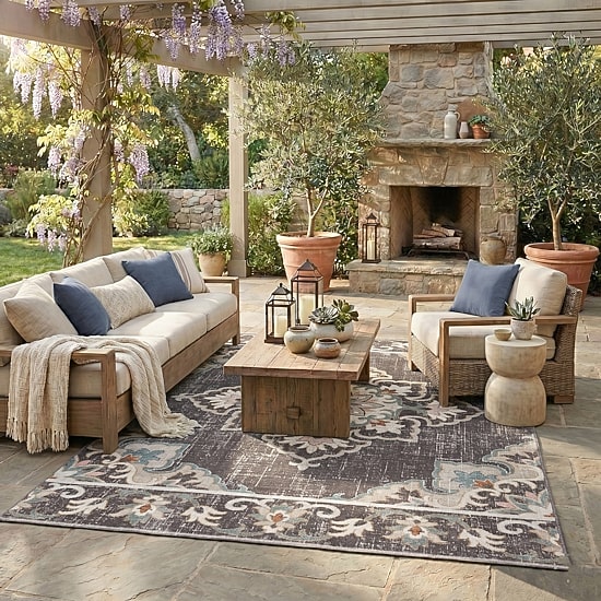 Anica Eclectic Medallion Floral Indoor Outdoor Rectangular Area Rug