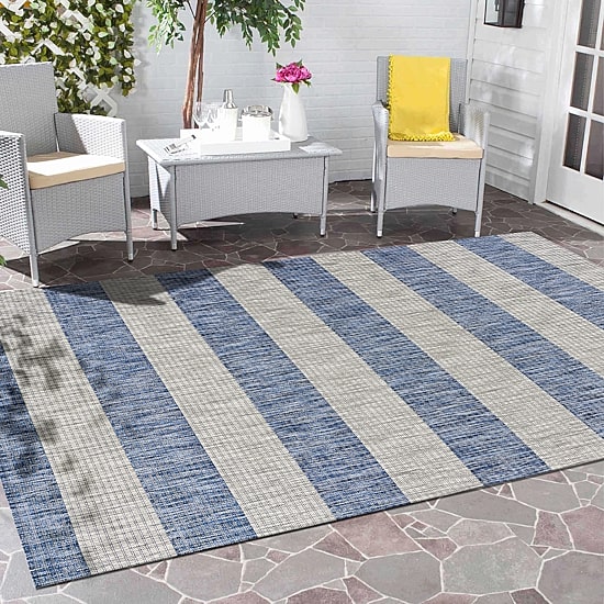 Catherine Coastal Striped Indoor Outdoor Rectangular Area Rug