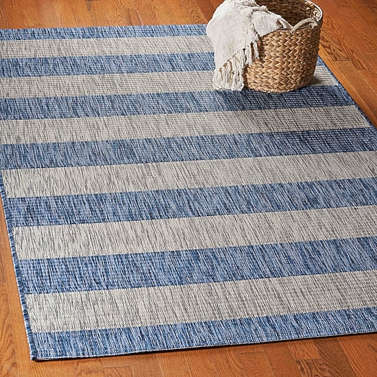 Catherine Coastal Striped Indoor Outdoor Rectangular Area Rug