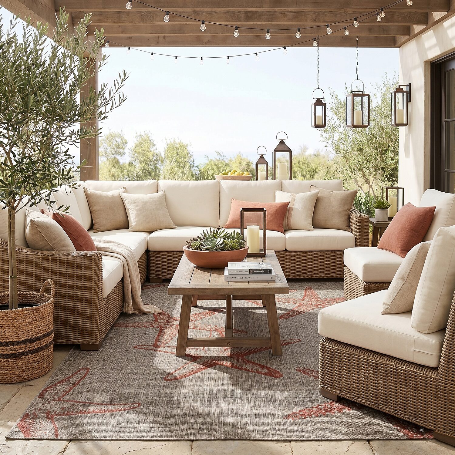 Celeste Starfish Indoor Outdoor Rectangular Area Rug