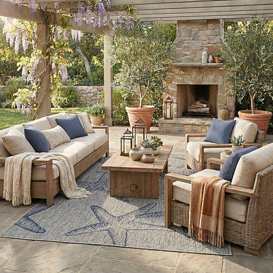 Celeste Starfish Indoor Outdoor Rectangular Area Rug
