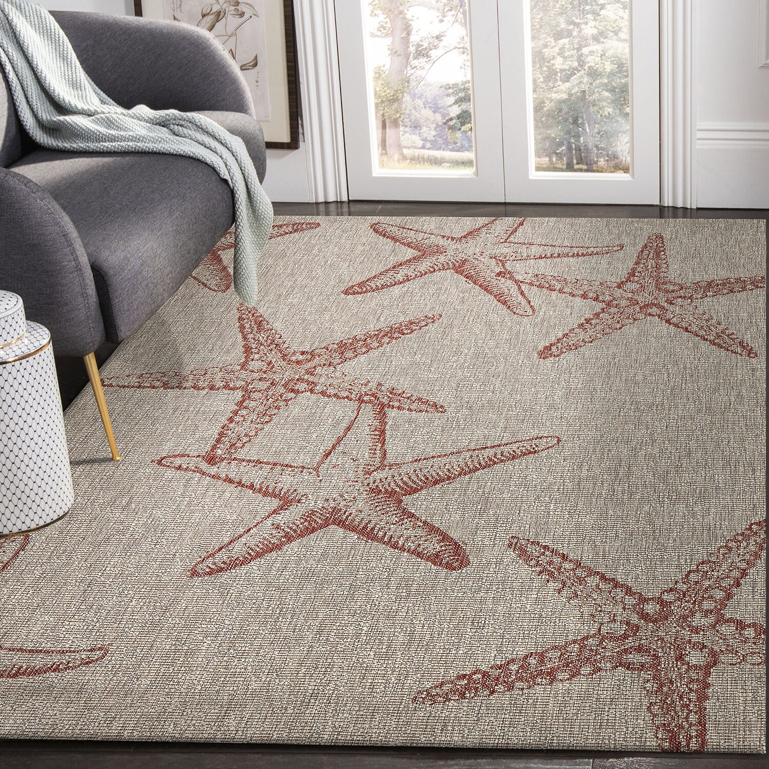 Celeste Starfish Indoor Outdoor Rectangular Area Rug