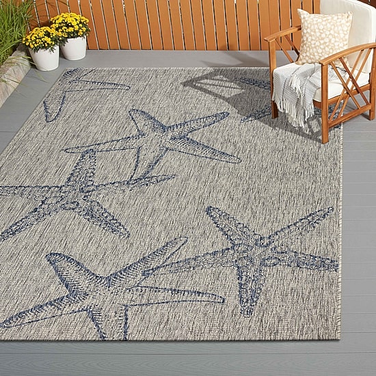 Celeste Starfish Indoor Outdoor Rectangular Area Rug