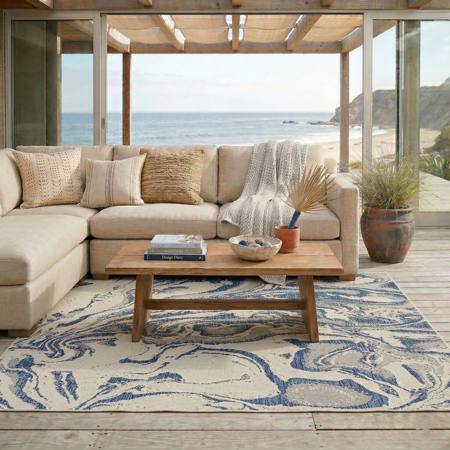 Samantha Abstract Oasis Indoor Outdoor Rectangular Area Rug
