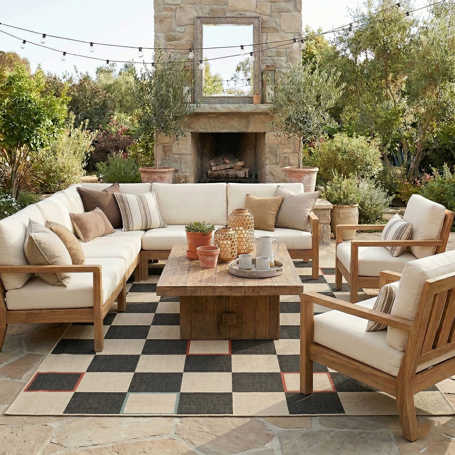 LR Home Checkered Indoor Outdoor Rectangular Area Rug