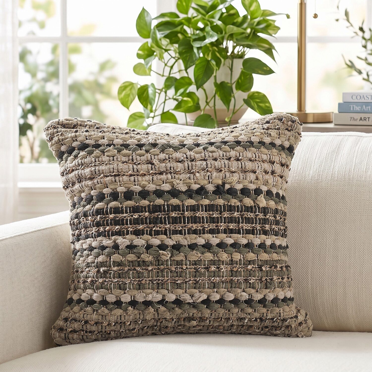 LR Home Flona Stripe Square Throw Pillow