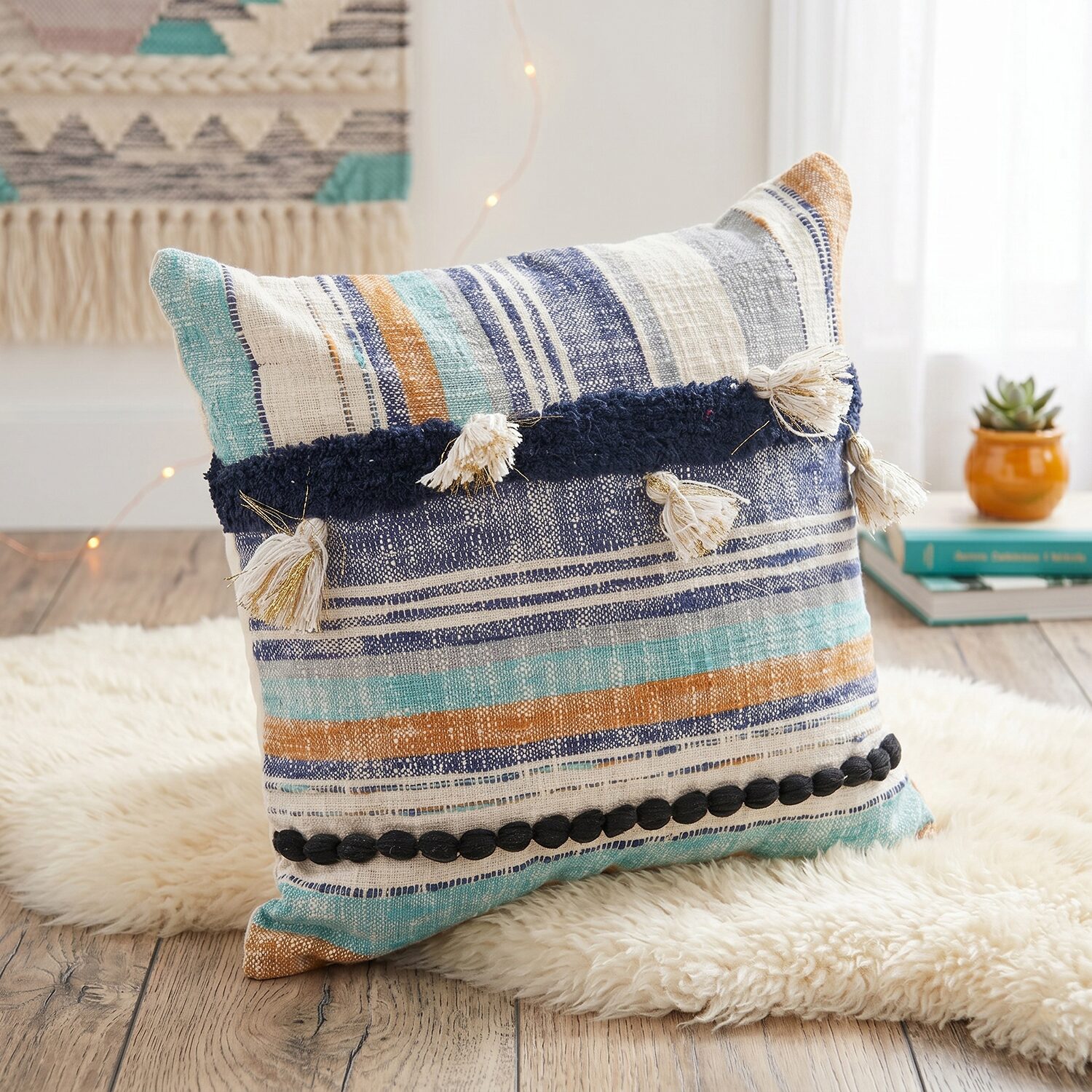 LR Home Irris Stripe Square Throw Pillow
