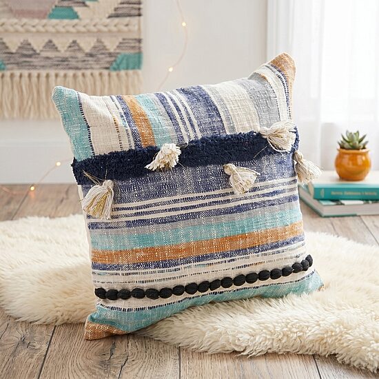LR Home Irris Stripe Square Throw Pillow