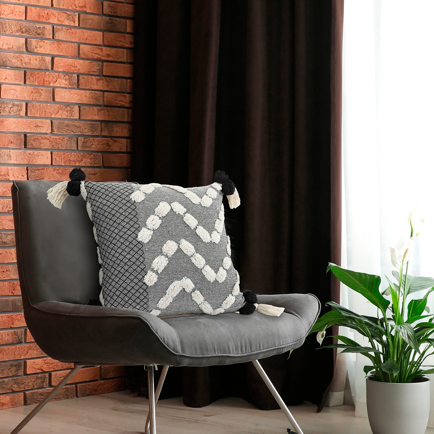 LR Home Zara Textured Square Throw Pillow
