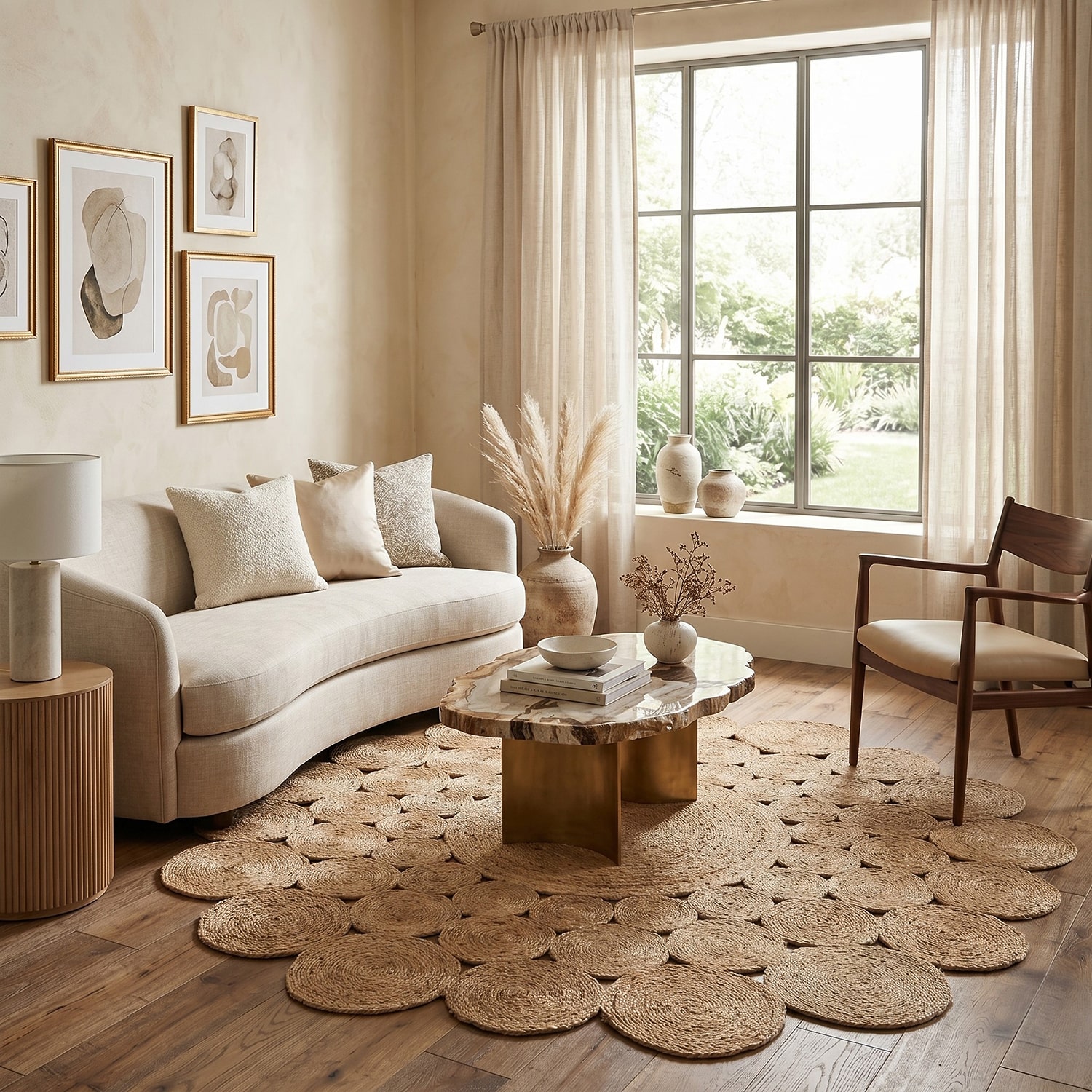 Brynn Zila Dots Braided Stain Resistant Indoor Round Area Rug