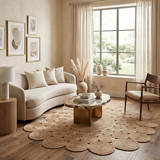 Brynn Zila Dots Braided Stain Resistant Indoor Round Area Rug