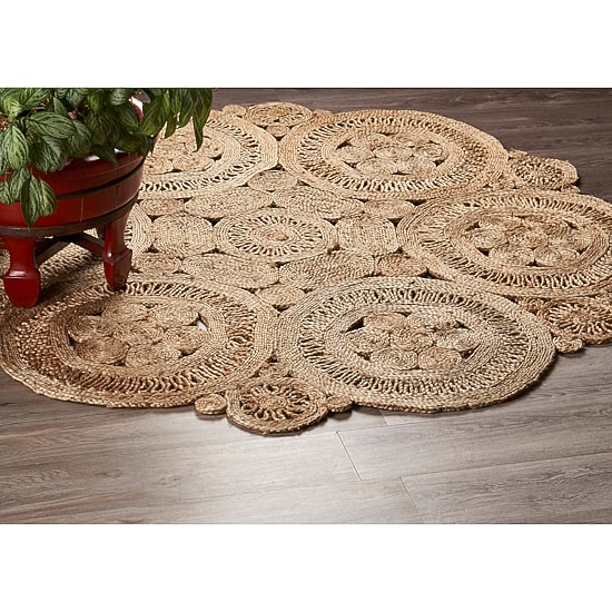 Brynn Cas Geometric Braided Stain Resistant Indoor Round Area Rug