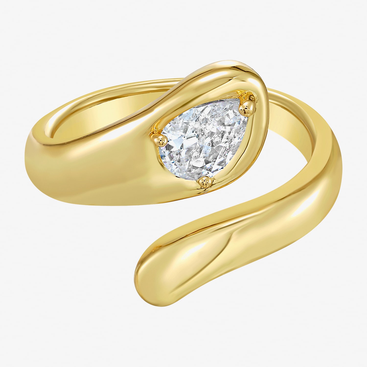 RM Rebecca Minkoff Womens Cubic Zirconia 14K Gold Over Brass Pear Stackable Ring