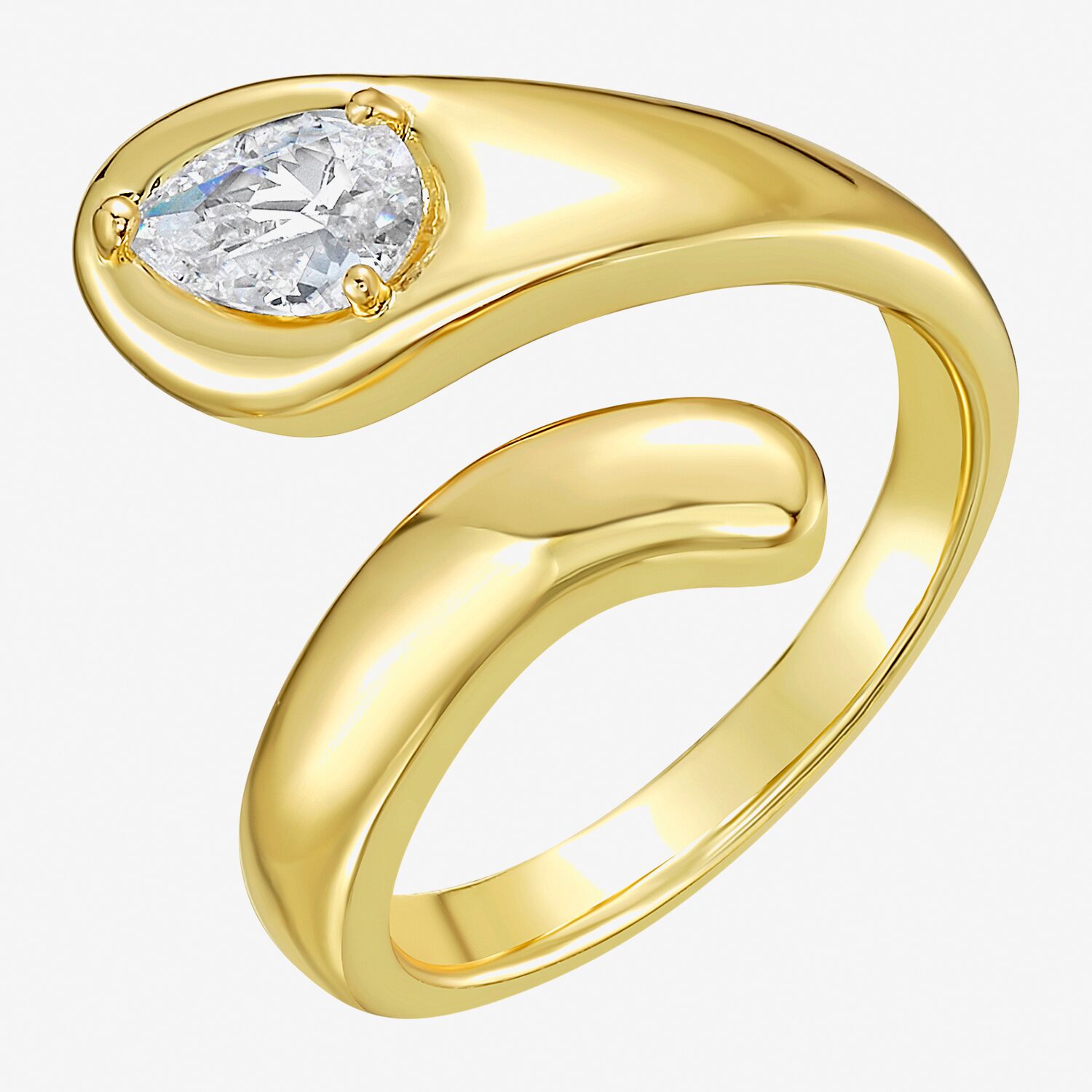RM Rebecca Minkoff Womens Cubic Zirconia 14K Gold Over Brass Pear Stackable Ring