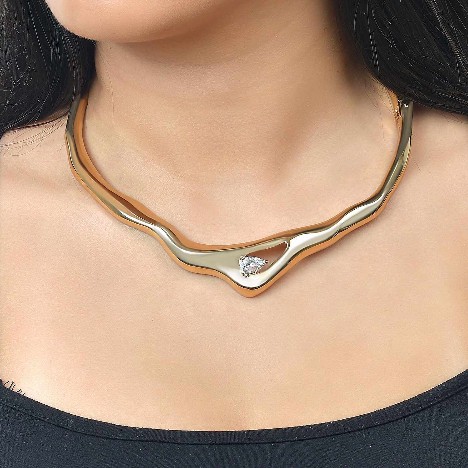 RM Rebecca Minkoff Womens 14K Gold Over Brass Collar Necklace