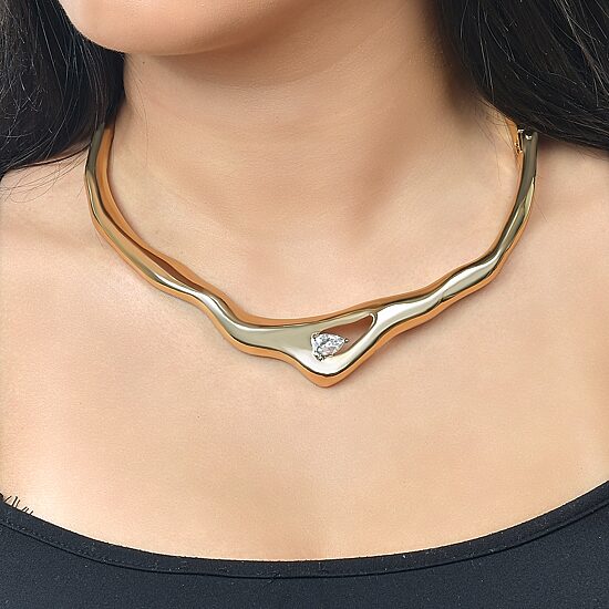 RM Rebecca Minkoff Womens 14K Gold Over Brass Collar Necklace