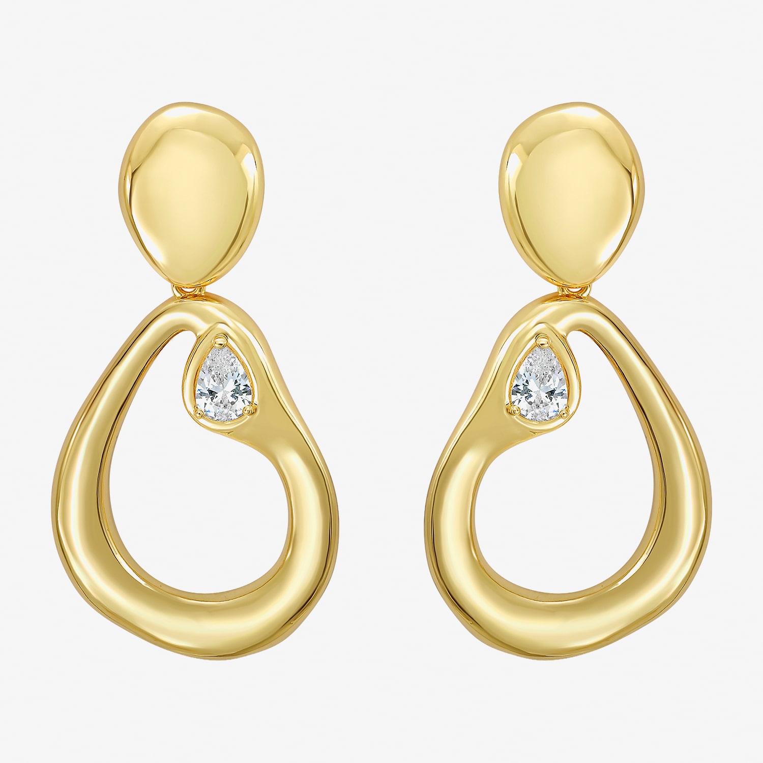 RM Rebecca Minkoff Womens Cubic Zirconia 14K Gold Over Brass Chandelier Earrings