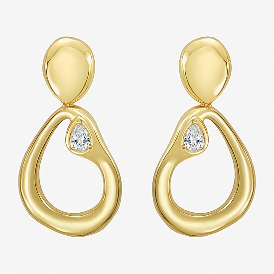 RM Rebecca Minkoff Womens Cubic Zirconia 14K Gold Over Brass Chandelier Earrings