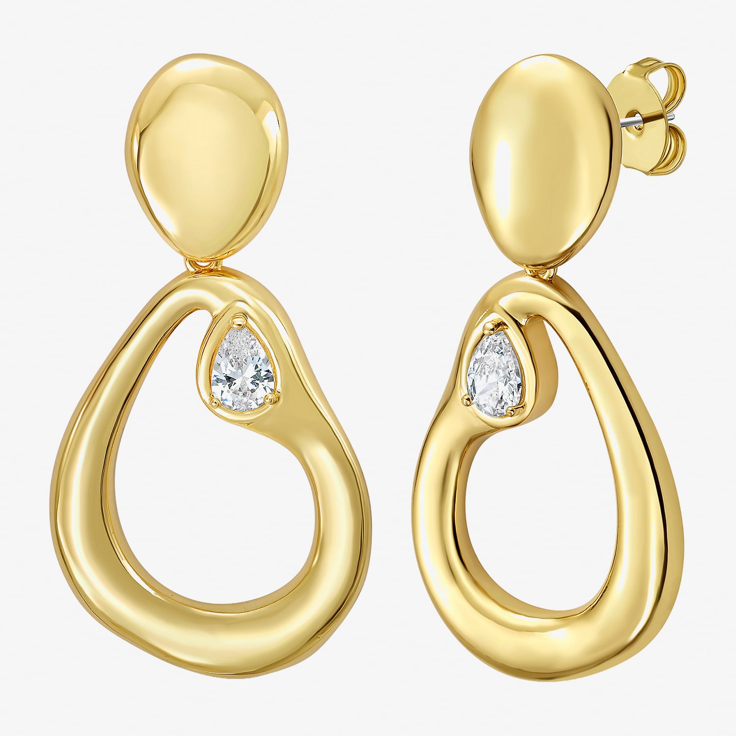 RM Rebecca Minkoff Womens Cubic Zirconia 14K Gold Over Brass Chandelier Earrings