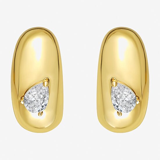 RM Rebecca Minkoff Womens Cubic Zirconia 14K Gold Over Brass 20mm Hoop Earrings