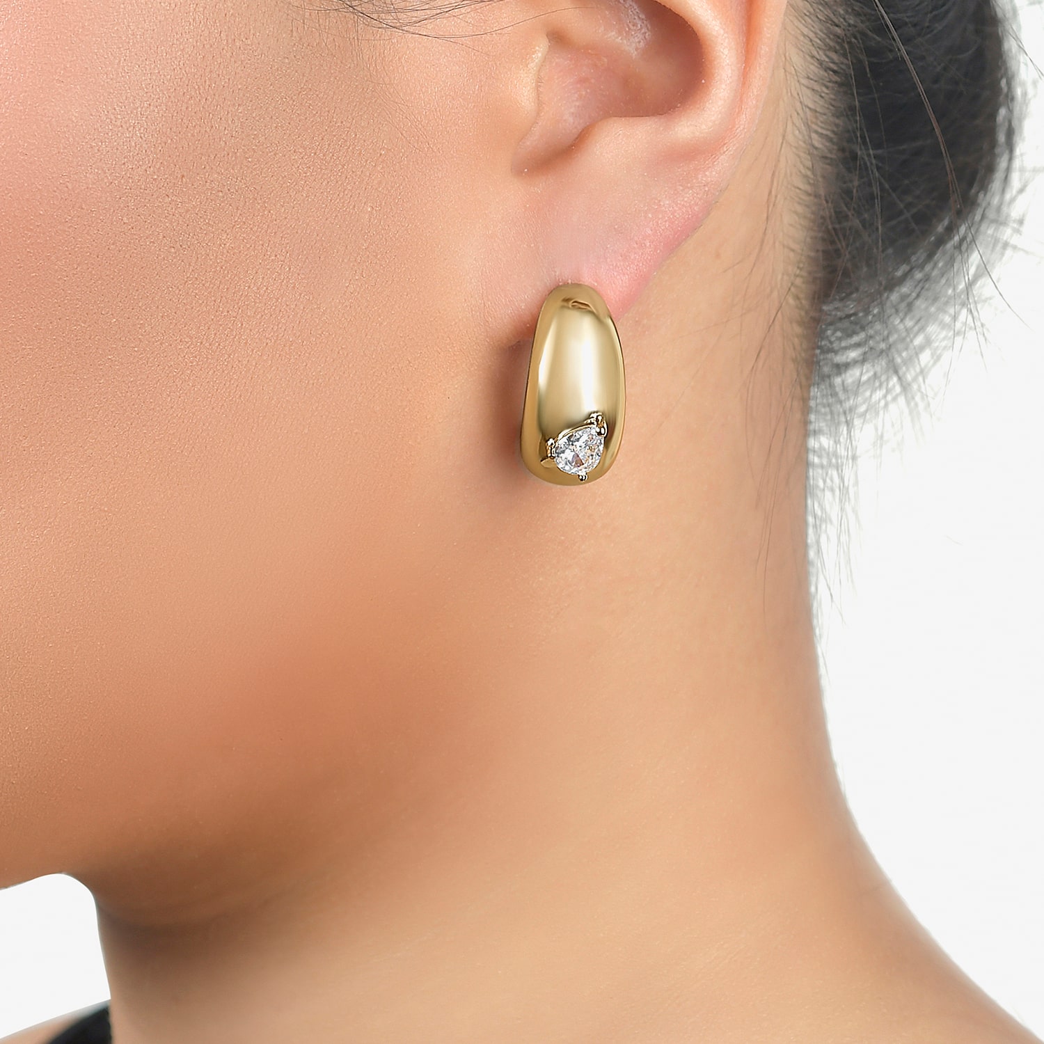 RM Rebecca Minkoff Womens Cubic Zirconia 14K Gold Over Brass 20mm Hoop Earrings