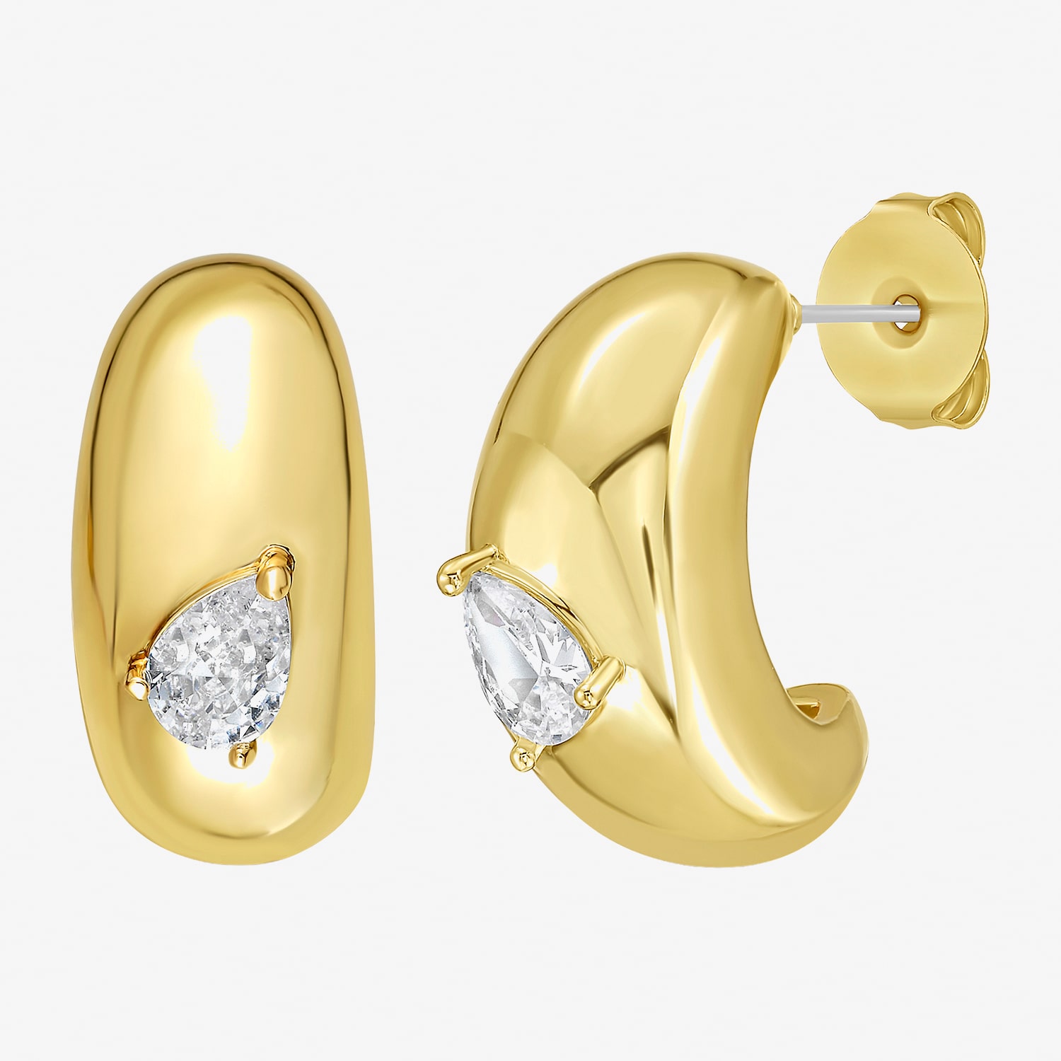 RM Rebecca Minkoff Womens Cubic Zirconia 14K Gold Over Brass 20mm Hoop Earrings