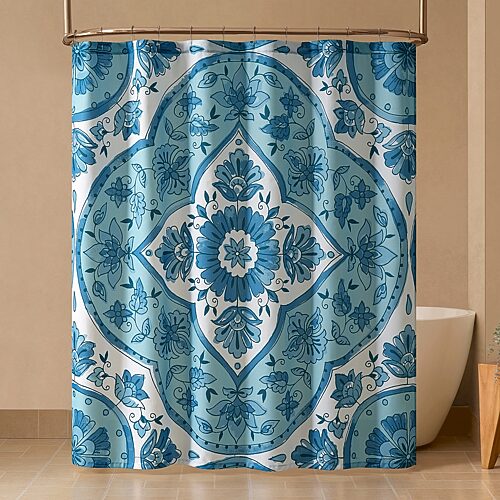 Jenny Martinez Cora Shower Curtain In Blue