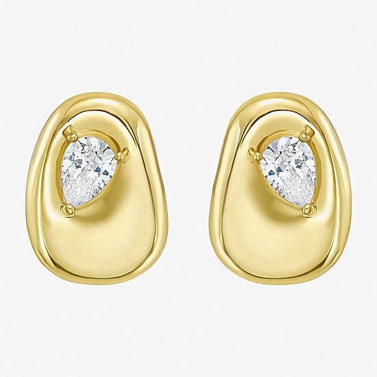 RM Rebecca Minkoff Womens Cubic Zirconia 14K Gold Over Brass 15mm Single Earring