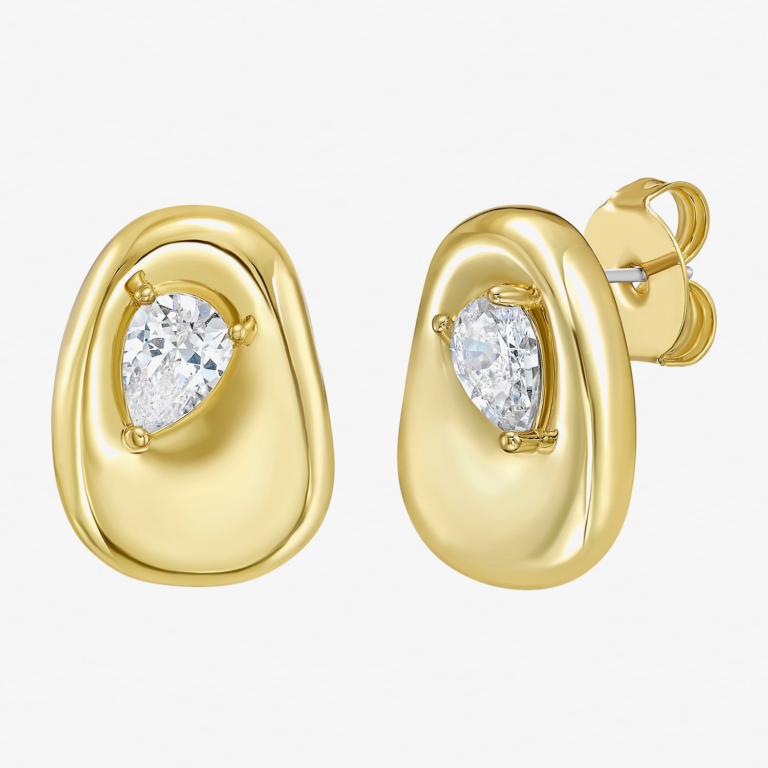 RM Rebecca Minkoff Womens Cubic Zirconia 14K Gold Over Brass 15mm Single Earring