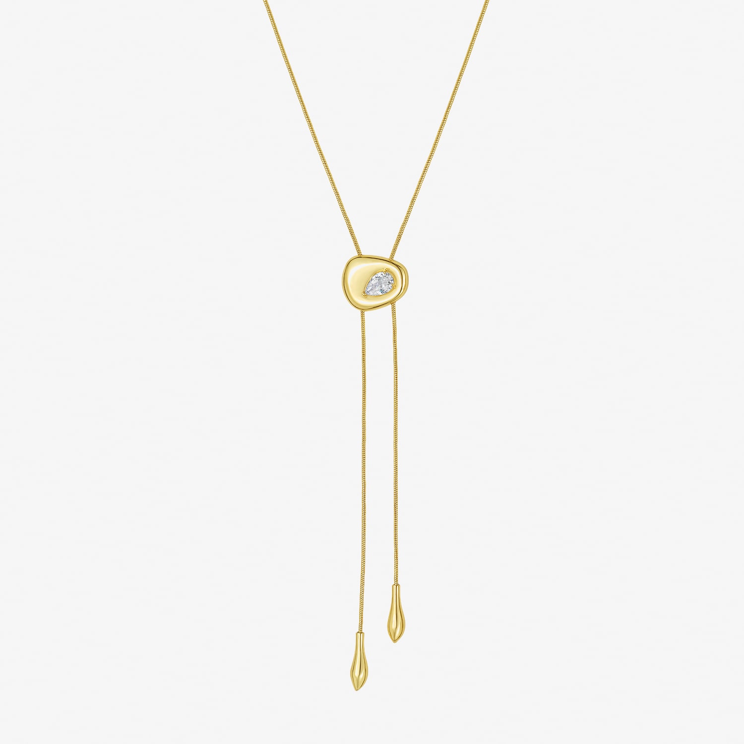 RM Rebecca Minkoff Womens Cubic Zirconia 14K Gold Over Brass Oval 32 Inch Pendant Necklace
