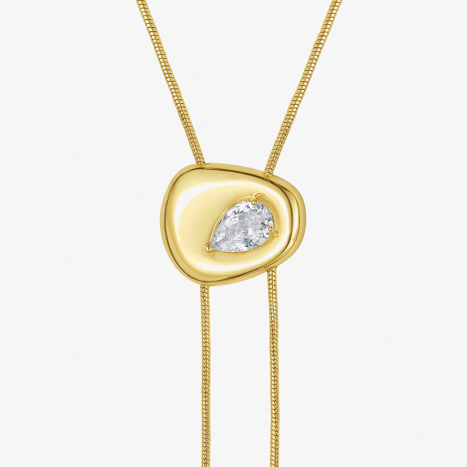 RM Rebecca Minkoff Womens Cubic Zirconia 14K Gold Over Brass Oval 32 Inch Pendant Necklace