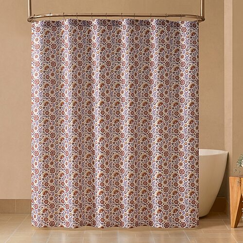 Jenny Martinez Terra Floral Shower Curtain In Orange