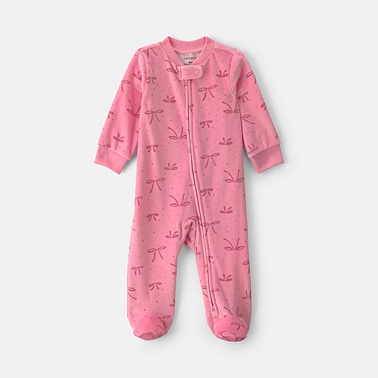 Carter's Microfleece Bow Baby Girls Bows Sleep and Play