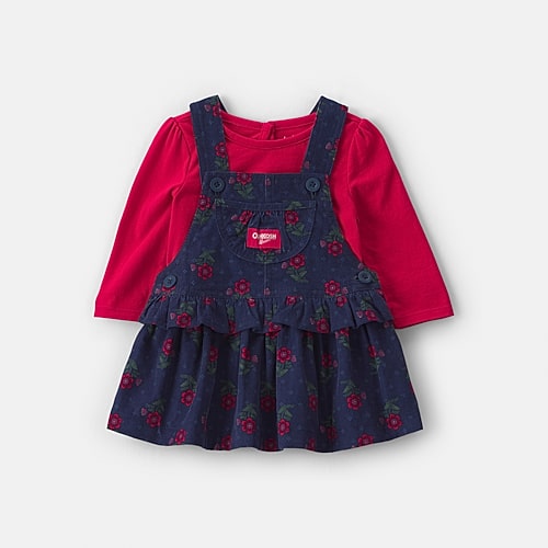 Oshkosh Baby Girls Fitted Floral 2-pc. Dress Set In Black