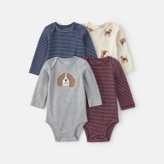 Carter's Baby Boys Crew Neck Long Sleeve 4-pc. Bodysuit