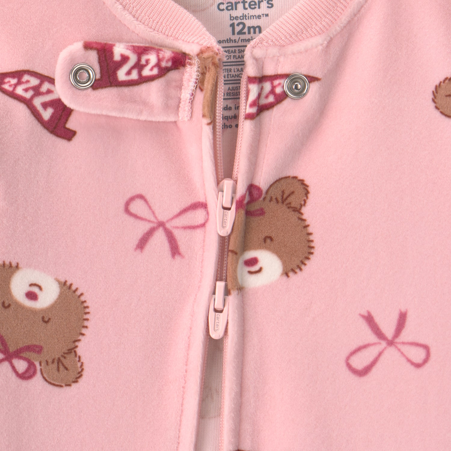 Carter's Dreamplush Baby Girls Footed Crew Neck Long Sleeve One Piece Pajama