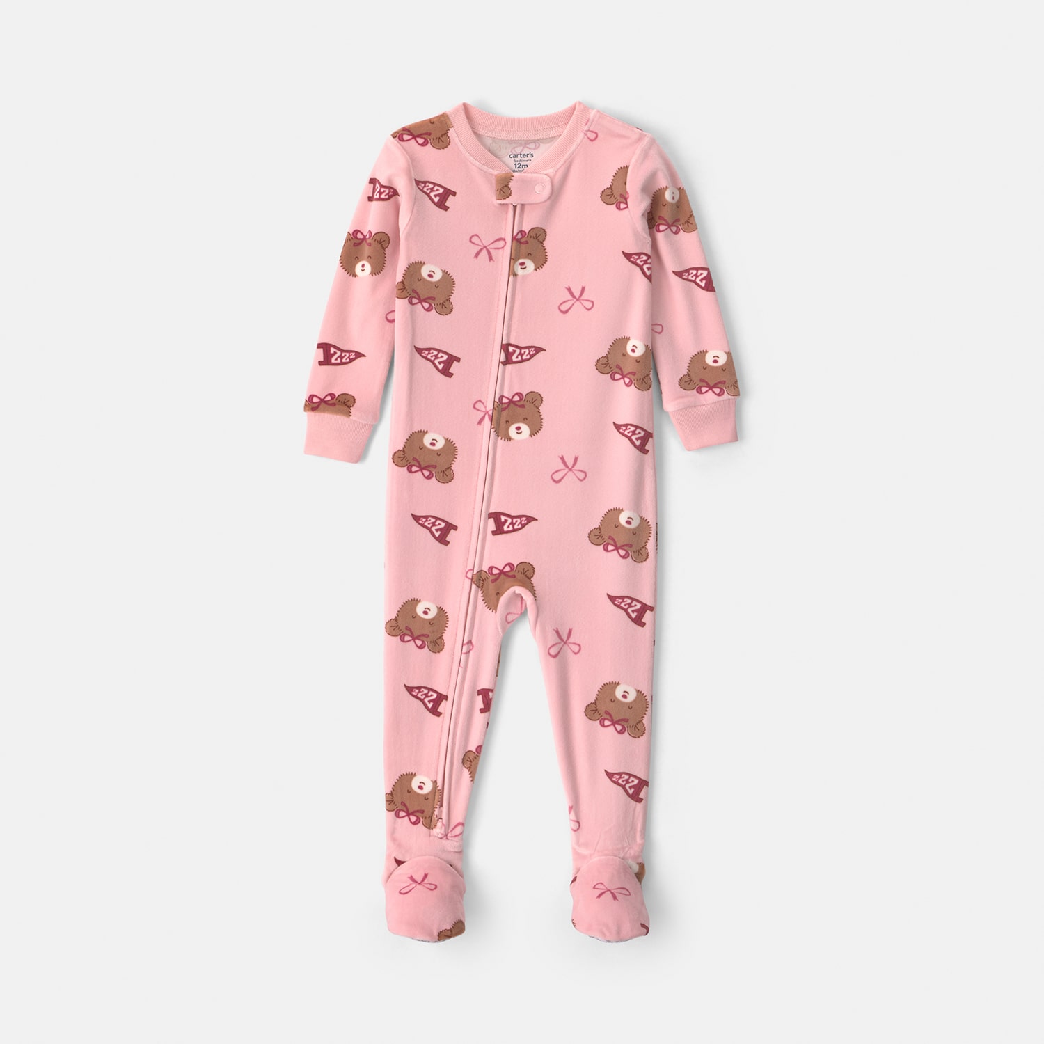 Carter's Dreamplush Baby Girls Footed Crew Neck Long Sleeve One Piece Pajama
