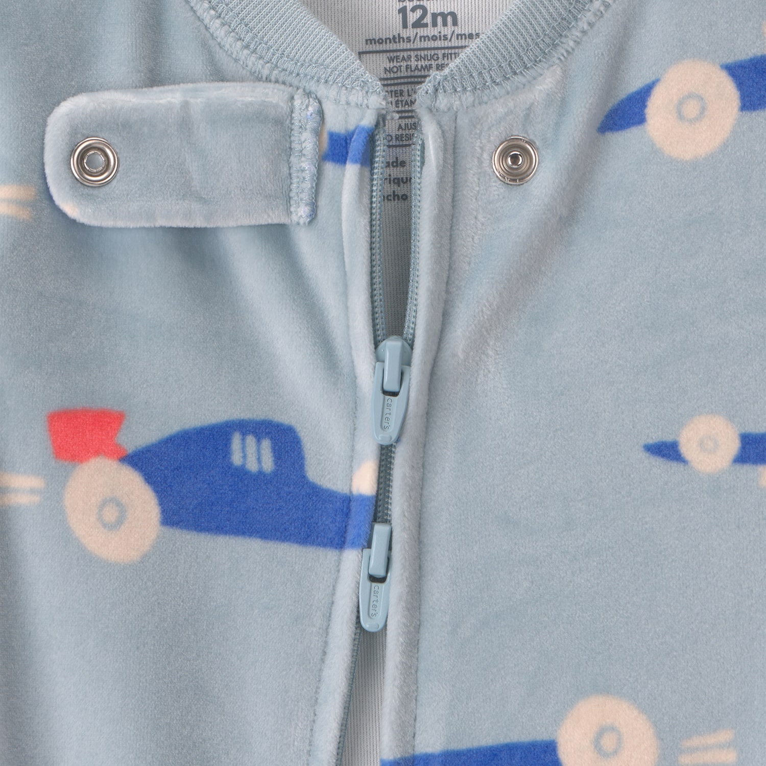 Carter's Dreamplush Baby Boys Footed Crew Neck Long Sleeve One Piece Pajama