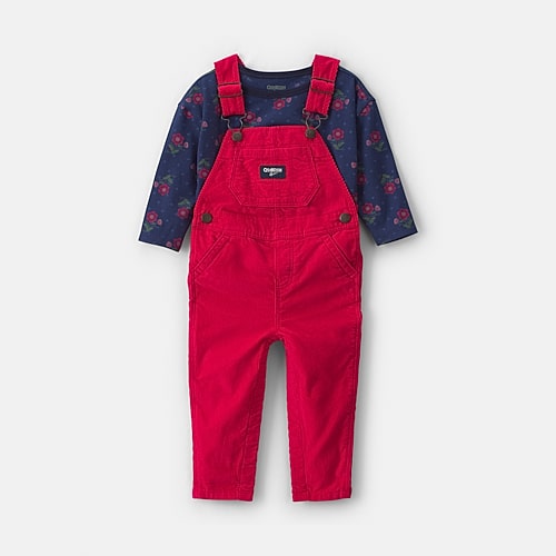 Oshkosh Baby Girls Overall Set In Red