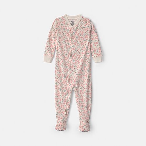 Carter's Baby Girls Footed Crew Neck Long Sleeve One Piece Pajama In White