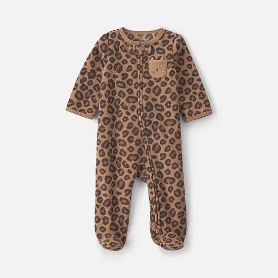 Carter's Microfleece Cheetah Baby Girls Leopard Animal Print Sleep and Play